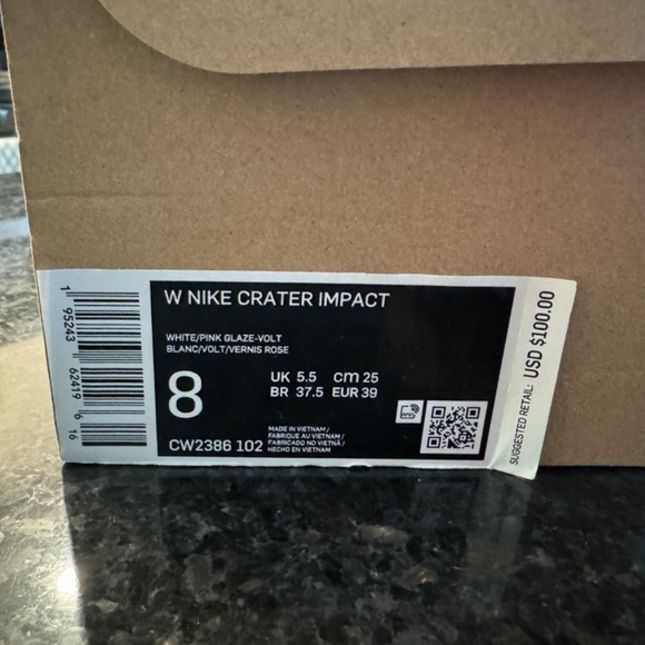 Nike Crater Impact Sneaker, White/Pink/Neon, Size 8 - Picture 7 of 8